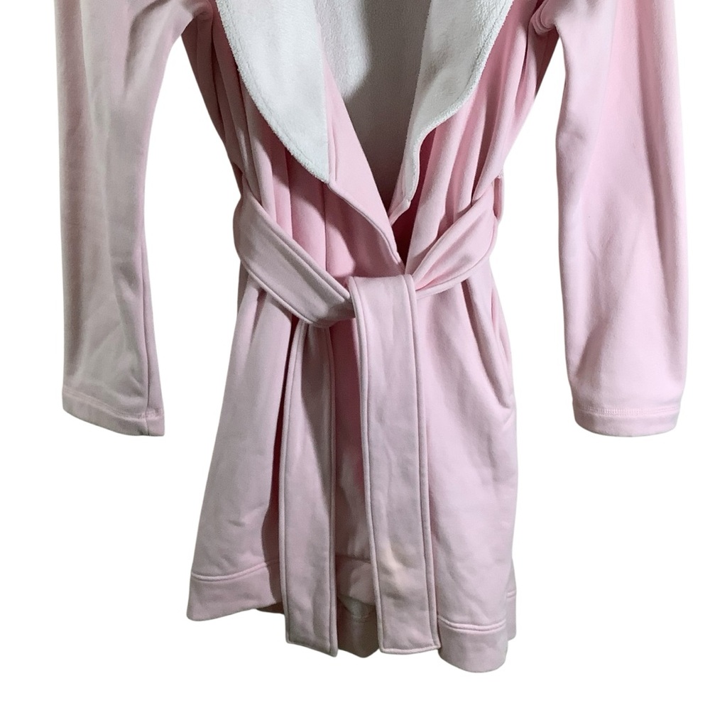 UGG Soft Pink Fleece Lounge Robe with White Trim - Picture 3 of 6
